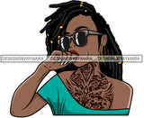 Lola With Locs  Wearing Sunglasses  Chest Tattoo SVG JPG PNG Vector Clipart Cricut Silhouette Cut Cutting