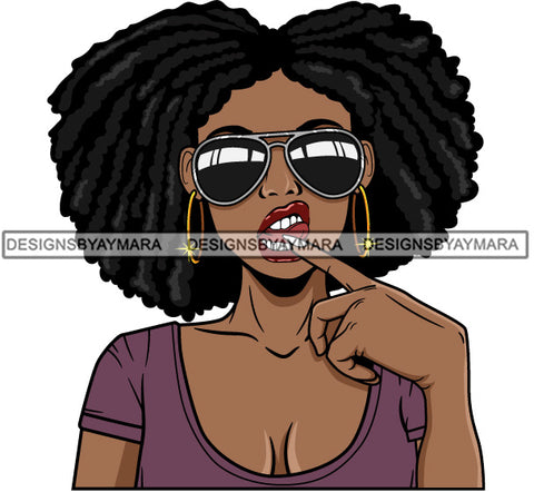 Sassy Lola In Purple Wearing Sunglasses With Locs SVG JPG PNG Vector Clipart Cricut Silhouette Cut Cutting