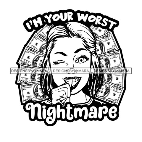 I'm Your Worse Nightmare Savage Sarcastic Life Quotes Nubian Melanin Black Girl Magic SVG PNG JPG Cutting Files For Silhouette Cricut More