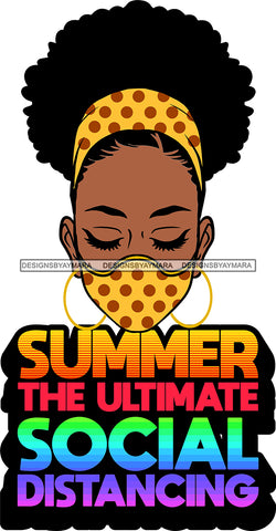 Afro Black Goddess Social Distance Quotes Virus Protection Portrait Bamboo Earrings Bandana Face Mask Sexy Woman Curly Up Do Hair Style  SVG Cutting Files For Silhouette  Cricut