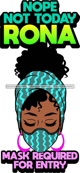 Afro Black Goddess Social Distance Quotes Virus Protection Portrait Bamboo Earrings Bandana Face Mask Sexy Woman Up Do Hair Style  SVG Cutting Files For Silhouette  Cricut