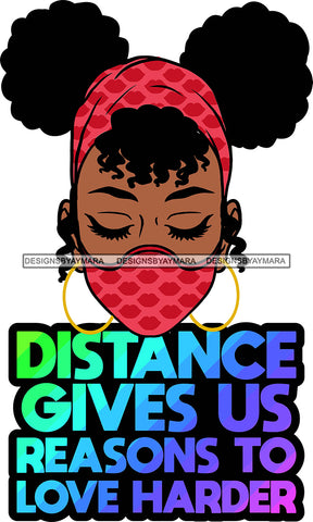 Afro Black Goddess Social Distance Quotes Virus Protection Portrait Bamboo Earrings Bandana Face Mask Sexy Woman Pigtails Hair Style  SVG Cutting Files For Silhouette  Cricut