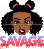 Afro Woman Savage Bamboo Hoop Earrings Attitude Facial Expression Nubian Melanin Curly Pigtails Hair Style SVG Cutting Files For Silhouette Cricut More