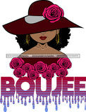 Afro Woman Elegant Wearing Hat Classy Boujee Hip Hop Life Style Flowers Black Girl Magic Hipster Girl Afro Hair Style SVG Cutting Files For Silhouette Cricut More