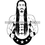 Black Man Long Dreads Locs In BW SVG JPG PNG Vector Clipart Cricut Silhouette Cut Cutting