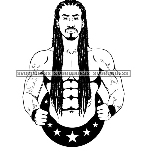 Black Man Long Dreads Locs In BW SVG JPG PNG Vector Clipart Cricut Silhouette Cut Cutting