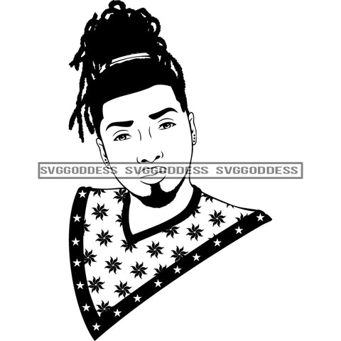 Black Man  Dreads Locs In BW SVG JPG PNG Vector Clipart Cricut Silhouette Cut Cutting