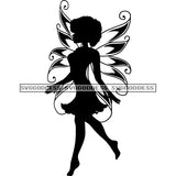 Fairy With Afro In BW SVG JPG PNG Vector Clipart Cricut Silhouette Cut Cutting