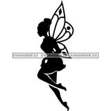 Fairy With Afro In BW  SVG JPG PNG Vector Clipart Cricut Silhouette Cut Cutting