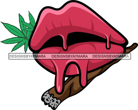 Sexy Dripping Lips Holding Blunt Weed Leaf Cannabis Medical Marijuana Lipstick Makeup Lip Bite Balm Gloss Glam .SVG Cut Files For Silhouette Cricut and More!