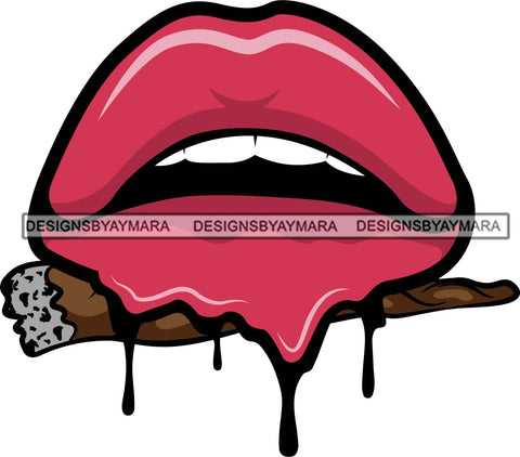 Sexy Dripping Lips Holding Blunt Weed Leaf Cannabis Medical Marijuana Lipstick Makeup Lip Bite Balm Gloss Glam .SVG Cut Files For Silhouette Cricut and More!