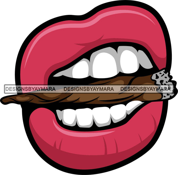 Sexy Dripping Lips Holding Blunt Weed Leaf Cannabis Medical Marijuana Lipstick Makeup Lip Bite Balm Gloss Glam .SVG Cut Files For Silhouette Cricut and More!