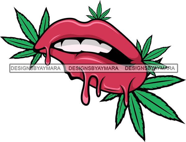 Sexy Dripping Lips Holding Blunt Weed Leaf Cannabis Medical Marijuana Lipstick Makeup Lip Bite Balm Gloss Glam .SVG Cut Files For Silhouette Cricut and More!