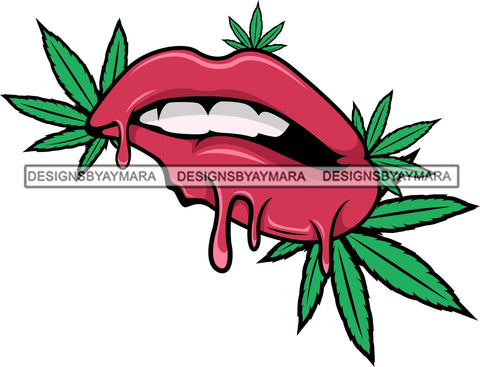 Sexy Dripping Lips Holding Blunt Weed Leaf Cannabis Medical Marijuana Lipstick Makeup Lip Bite Balm Gloss Glam .SVG Cut Files For Silhouette Cricut and More!