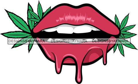 Sexy Dripping Lips Holding Blunt Weed Leaf Cannabis Medical Marijuana Lipstick Makeup Lip Bite Balm Gloss Glam .SVG Cut Files For Silhouette Cricut and More!