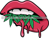 Sexy Dripping Lips Holding Blunt Weed Leaf Cannabis Medical Marijuana Lipstick Makeup Lip Bite Balm Gloss Glam .SVG Cut Files For Silhouette Cricut and More!