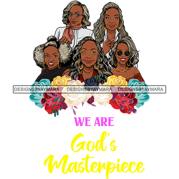 Five Afro Beautiful Mature Ladies God's Masterpiece Religious Quotes R 