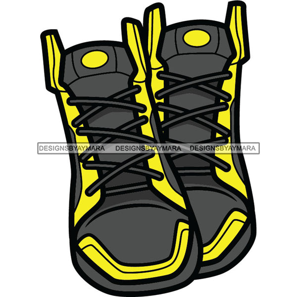 Yellow And Gray Sneakers Shoes SVG JPG PNG Vector Clipart Cricut Silhouette Cut Cutting