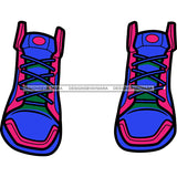Green Pink And Blue Sneakers Shoes SVG JPG PNG Vector Clipart Cricut Silhouette Cut Cutting