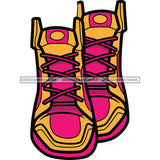 Gold Orange And Pink Sneakers Shoes SVG JPG PNG Vector Clipart Cricut Silhouette Cut Cutting