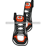 Gray White And Orange Sneakers Shoes SVG JPG PNG Vector Clipart Cricut Silhouette Cut Cutting