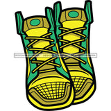 Yellow And Green Sneakers Shoes SVG JPG PNG Vector Clipart Cricut Silhouette Cut Cutting