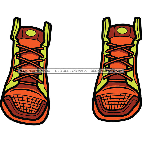 Orange And Yellow Sneakers Shoes SVG JPG PNG Vector Clipart Cricut Silhouette Cut Cutting