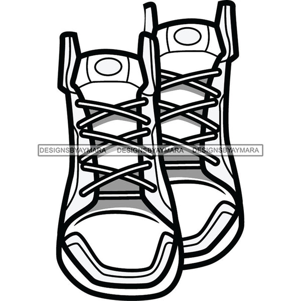 White Sneakers Shoes SVG JPG PNG Vector Clipart Cricut Silhouette Cut Cutting