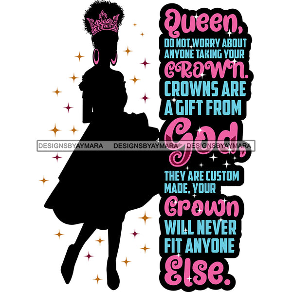 God Quotes Queen Do Not Worry About Black Queen Silhouette  SVG JPG PNG Vector Clipart Cricut Silhouette Cut Cutting