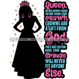 Black Queen Silhouette Pink Crown God Quotes Queen Do Not Worry About  SVG JPG PNG Vector Clipart Cricut Silhouette Cut Cutting