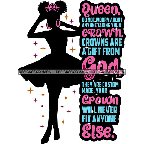 Black Queen Silhouette Pink Crown God Quotes Queen Do Not Worry About  SVG JPG PNG Vector Clipart Cricut Silhouette Cut Cutting