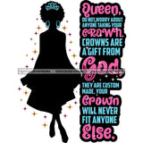 Black Queen Silhouette Blue Crown God Quotes Queen Do Not Worry About  SVG JPG PNG Vector Clipart Cricut Silhouette Cut Cutting