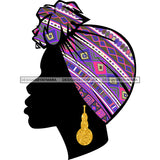 Black Silhouette Woman In Purple Headwrap  SVG JPG PNG Vector Clipart Cricut Silhouette Cut Cutting