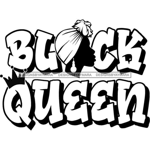 Black Queen Phrases With Black Silhouette Woman In Black And White  SVG JPG PNG Vector Clipart Cricut Silhouette Cut Cutting