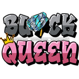 Black Queen Phrase With Black Silhouette Woman In Blue Pattern Headwrap  SVG JPG PNG Vector Clipart Cricut Silhouette Cut Cutting