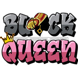 Black Queen Phrase With Black Silhouette Woman In Gold And Yellow Headwrap SVG JPG PNG Vector Clipart Cricut Silhouette Cut Cutting