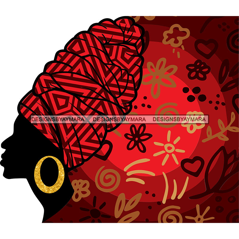 African Head Print Silhouette Art Red And Black SVG JPG PNG Vector Cli ...