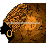 African Head Print Silhouette Art Orange And Black SVG JPG PNG Vector Clipart Cricut Silhouette Cut Cutting