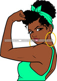 Afro Girl Babe Sexy Strong Black Woman Power Bamboo Hoop Earrings Up Do Hair Style SVG Cutting Files For Silhouette Cricut More
