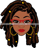 Afro Beautiful Black Woman Dreadlocks Locks Hairstyle Glasses Girl Magic Hoop Earrings Melanin Nubian SVG PNG JPG Cutting Files Silhouette Cricut More