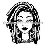 Afro Attractive Cute Urban Girl Savage Gold Chain Bamboo Hoop Earrings Dreadlocks Hair Style SVG Cutting Files For Silhouette Cricut