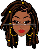 Afro Girl Babe Sexy Black Woman Bamboo Hoop Earrings Sexy Lips Dreadlocks Hair Style SVG Cutting Files For Silhouette Cricut More