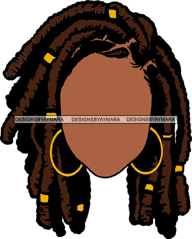 Afro Girl Black Faceless Woman Hoop Earrings Dreadlocks Hair Style SVG Cutting Files For Silhouette Cricut More