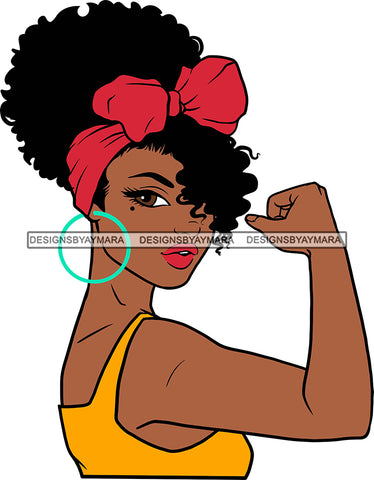 Afro Girl Babe Sexy Strong Black Woman Power Bamboo Hoop Earrings Up Do Hair Style SVG Cutting Files For Silhouette Cricut More