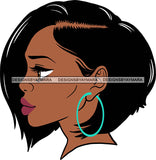 Afro Girl Babe Sexy Black Woman Bamboo Hoop Earrings Profile Short Hair Style SVG Cutting Files For Silhouette Cricut More