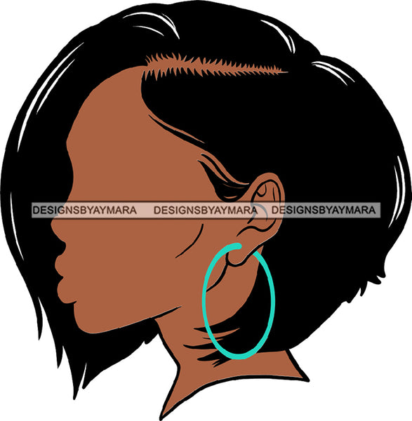 Afro Girl Black Faceless Woman Hoop Earrings Straight Hair Style SVG Cutting Files For Silhouette Cricut More