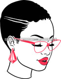 Afro Girl Babe Earrings Sexy Glasses Lips Short Hair Style SVG Cutting Files For Silhouette Cricut