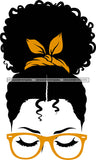 Afro Girl Babe Sexy Glasses Bow Up Do Hair Style SVG Cutting Files For Silhouette Cricut