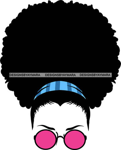 Afro Girl Babe Sexy Sunglasses Headband Up Do Hair Style SVG Cutting Files For Silhouette Cricut