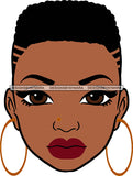 Afro Girl Babe Sexy Black Woman Bamboo Hoop Earrings Sexy Lips Short Hair Style SVG Cutting Files For Silhouette Cricut More